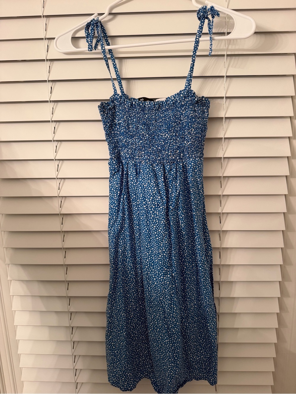 ✨Blue H&M Polka Dot Smocked Dress✨